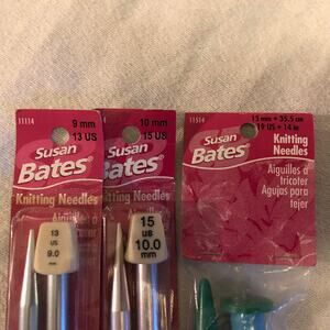 Susan Bates Knitting Needles 9,10 & 15mm size New